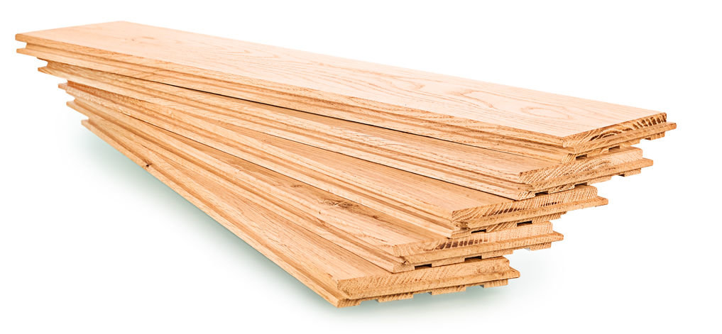 Bild zeigt einen Stapel Echtholzdielen